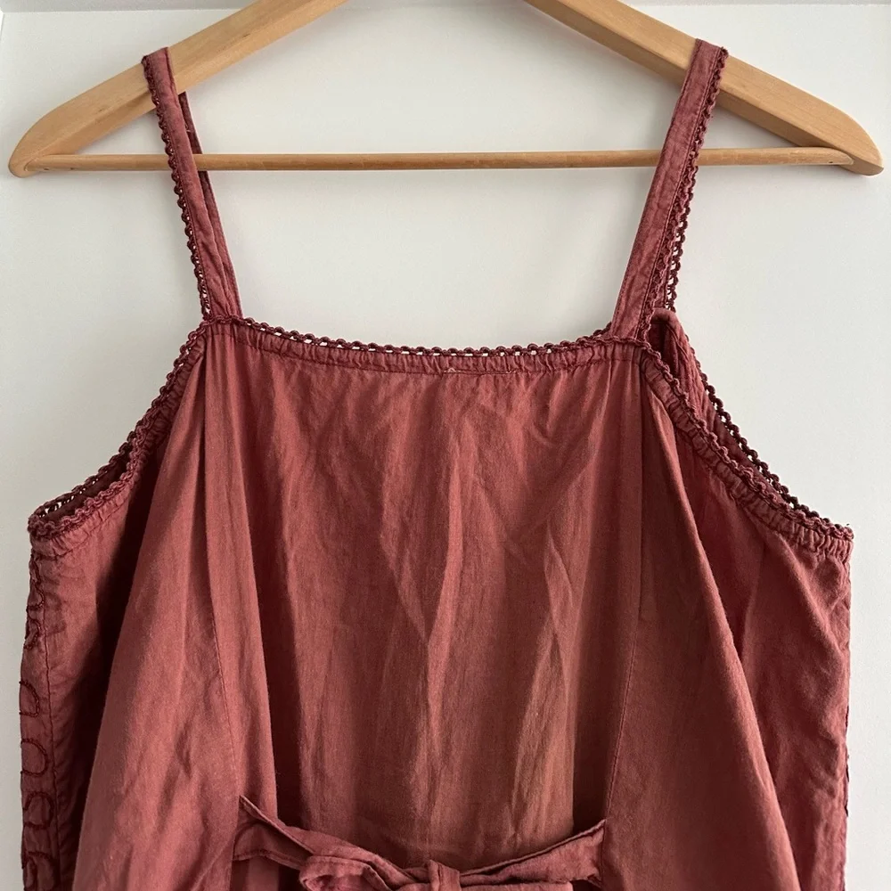 Boho dress embroidered in chest. Sleeveless. Cotton fabric - Picture 6 of 8